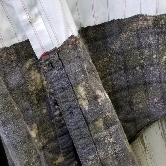 Unisex Muscle Flannel Shirt ArtWear Upcycled - Picture 2 of 4